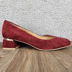 Lafayette 148 New York Burgundy Suede Block Heel Pumps Shoes Size‎ 6M 36